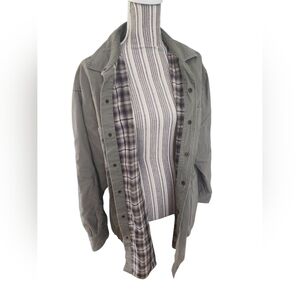 Faded Glory Shirt Mens L Flannel Lined Point Collar Green Pockets Long Sleeve